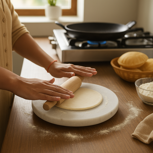 White Marble Chakla – Handcrafted Roti Board