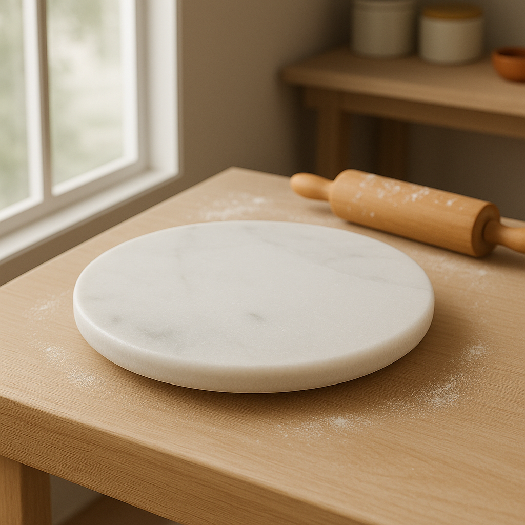 White Marble Chakla – Handcrafted Roti Board